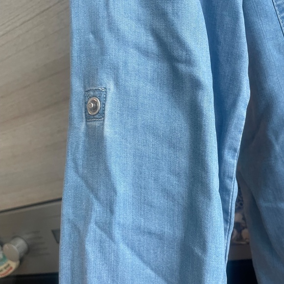 Promod floral embroidered denim midi dress with long sleeve size L for women - Picture 8 of 10